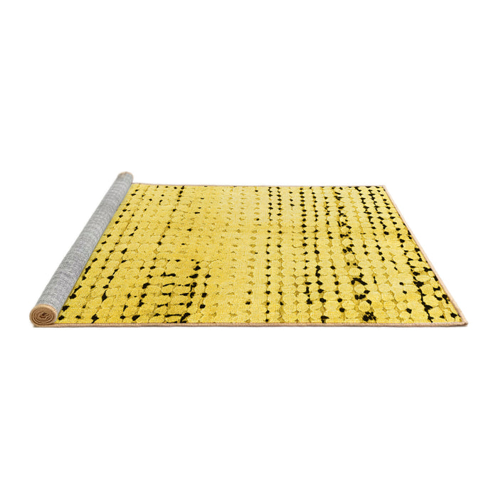 Sideview of Machine Washable Solid Yellow Modern Rug, wshabs4385yw