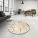 Round Abstract Camel Brown Solid Rug in a Office, abs4385