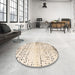 Round Machine Washable Abstract Camel Brown Rug in a Office, wshabs4385