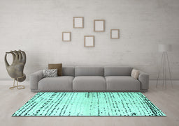 Machine Washable Solid Turquoise Modern Area Rugs in a Living Room,, wshabs4385turq