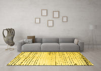 Machine Washable Solid Yellow Modern Rug, wshabs4385yw