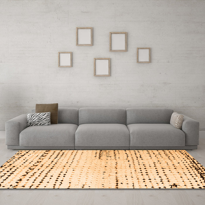 Machine Washable Solid Orange Modern Area Rugs in a Living Room, wshabs4385org