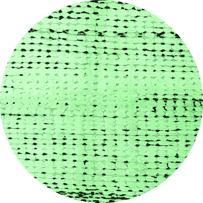 Round Machine Washable Solid Emerald Green Modern Area Rugs, wshabs4385emgrn