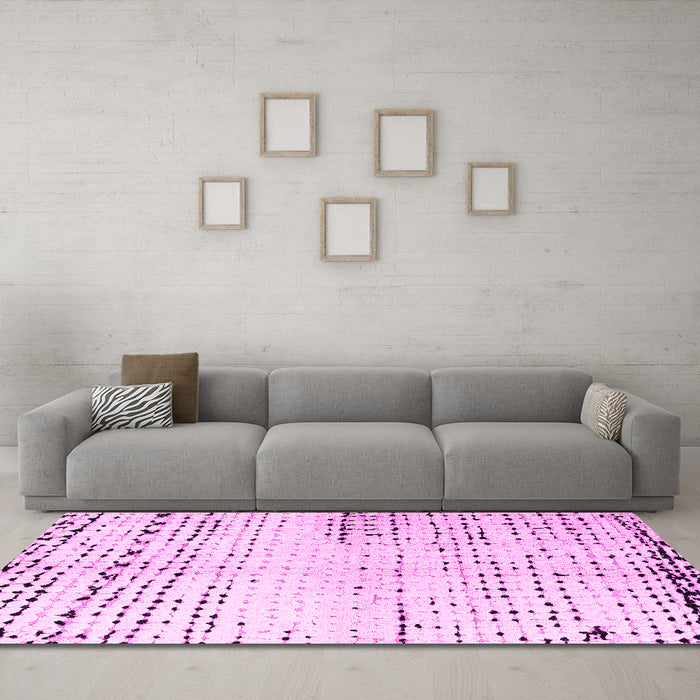 Machine Washable Solid Pink Modern Rug in a Living Room, wshabs4385pnk