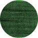 Round Machine Washable Abstract Emerald Green Modern Area Rugs, wshabs4386emgrn