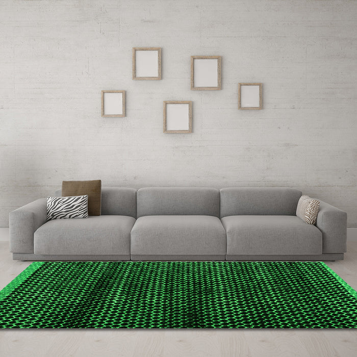 Machine Washable Abstract Green Modern Area Rugs in a Living Room,, wshabs4386grn