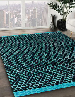 Machine Washable Abstract Black Rug in a Family Room, wshabs4386