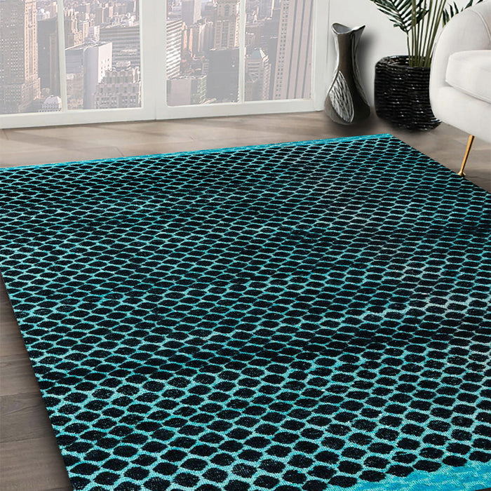 Machine Washable Abstract Black Rug in a Family Room, wshabs4386