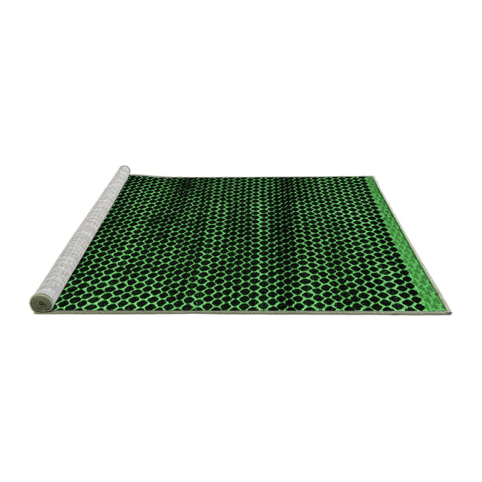 Sideview of Machine Washable Abstract Emerald Green Modern Area Rugs, wshabs4386emgrn