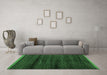 Machine Washable Abstract Emerald Green Modern Area Rugs in a Living Room,, wshabs4386emgrn