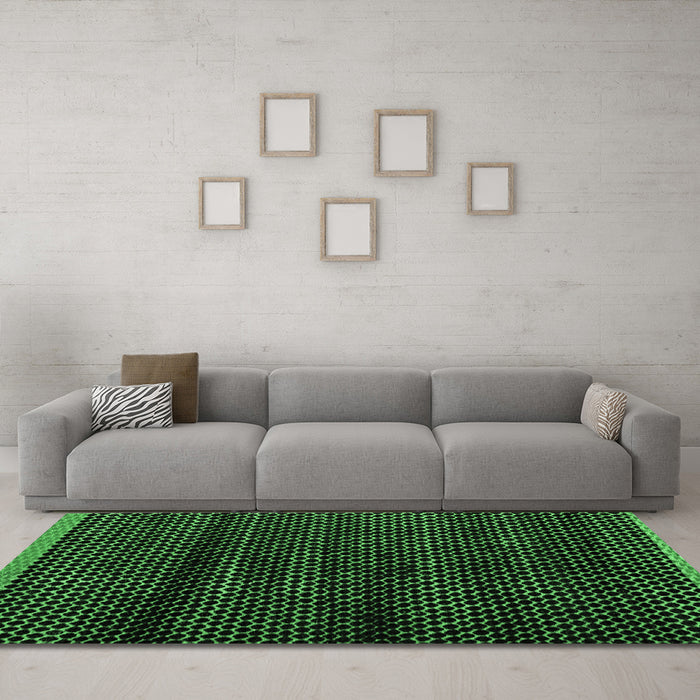 Machine Washable Abstract Emerald Green Modern Area Rugs in a Living Room,, wshabs4386emgrn