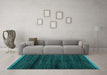 Machine Washable Abstract Turquoise Modern Area Rugs in a Living Room,, wshabs4386turq