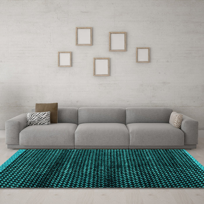 Machine Washable Abstract Turquoise Modern Area Rugs in a Living Room,, wshabs4386turq