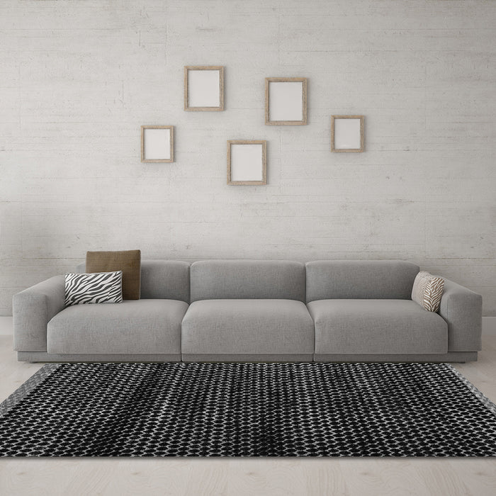 Machine Washable Abstract Gray Modern Rug in a Living Room,, wshabs4386gry
