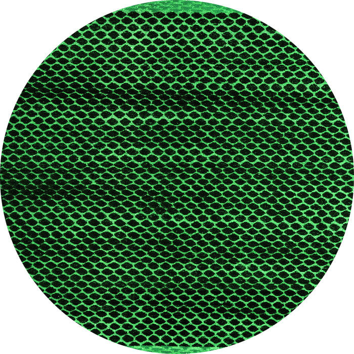 Round Machine Washable Abstract Green Modern Area Rugs, wshabs4386grn