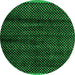 Round Machine Washable Abstract Green Modern Area Rugs, wshabs4386grn