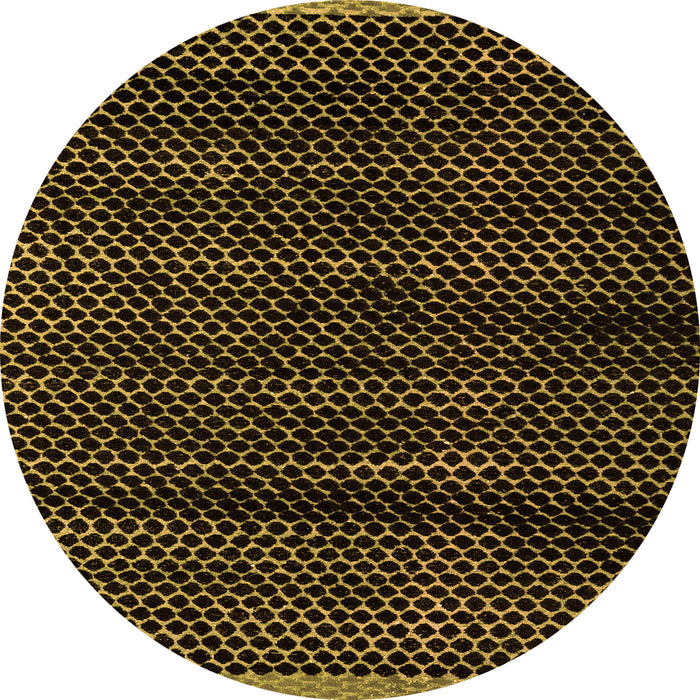 Round Machine Washable Abstract Orange Modern Area Rugs, wshabs4386org