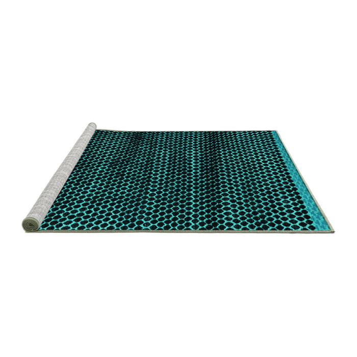 Sideview of Machine Washable Abstract Turquoise Modern Area Rugs, wshabs4386turq