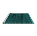 Sideview of Machine Washable Abstract Turquoise Modern Area Rugs, wshabs4386turq