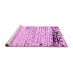 Sideview of Machine Washable Solid Pink Modern Rug, wshabs4387pnk