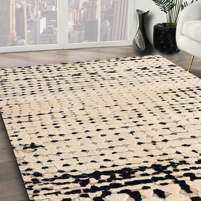 Machine Washable Abstract Brown Rug in a Family Room, wshabs4387