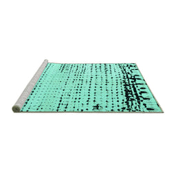 Sideview of Machine Washable Solid Turquoise Modern Area Rugs, wshabs4387turq
