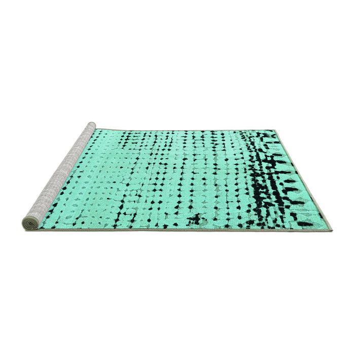 Sideview of Machine Washable Solid Turquoise Modern Area Rugs, wshabs4387turq