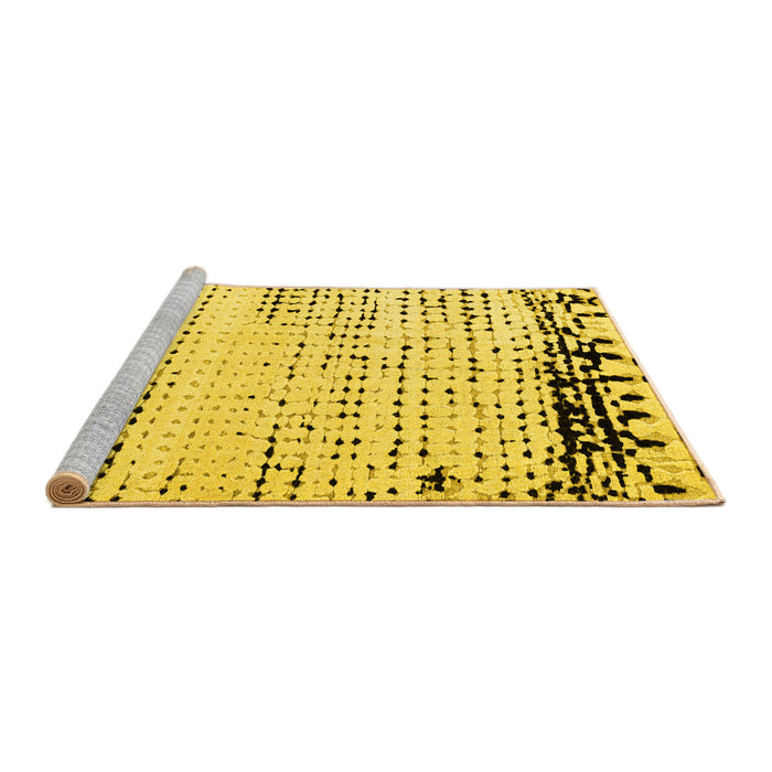 Sideview of Machine Washable Solid Yellow Modern Rug, wshabs4387yw