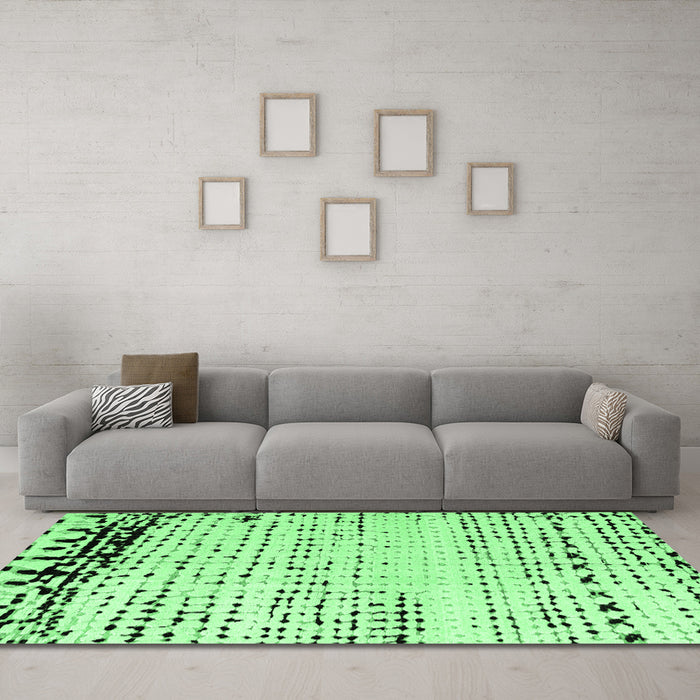 Machine Washable Solid Emerald Green Modern Area Rugs in a Living Room,, wshabs4387emgrn