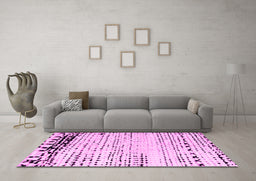 Machine Washable Solid Pink Modern Rug in a Living Room, wshabs4387pnk