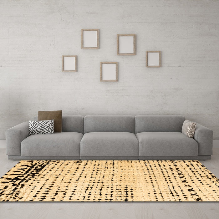 Machine Washable Solid Brown Modern Rug in a Living Room,, wshabs4387brn