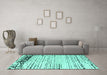 Machine Washable Solid Turquoise Modern Area Rugs in a Living Room,, wshabs4387turq