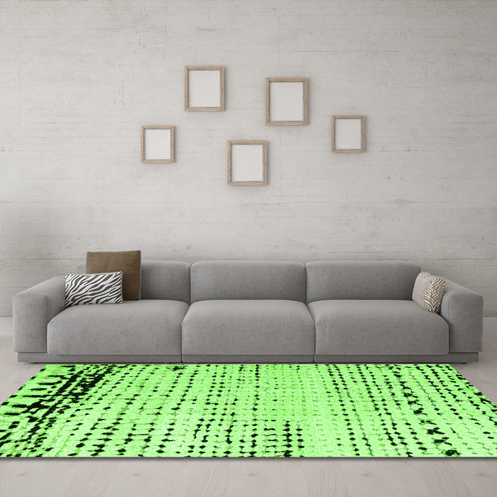 Machine Washable Solid Green Modern Area Rugs in a Living Room,, wshabs4387grn