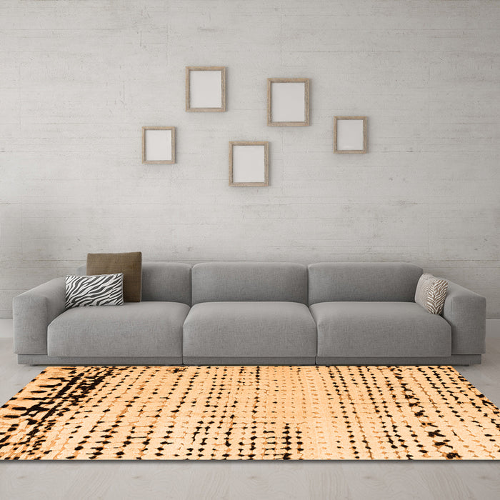 Machine Washable Solid Orange Modern Area Rugs in a Living Room, wshabs4387org