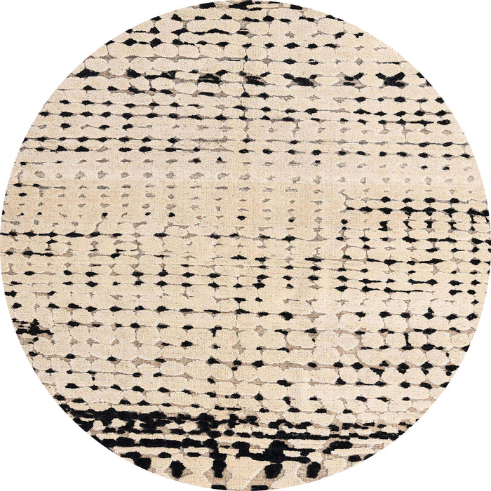 Round Abstract Brown Solid Rug, abs4387