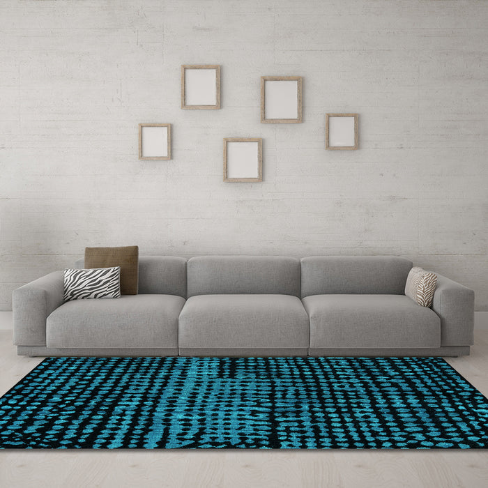 Machine Washable Abstract Turquoise Modern Area Rugs in a Living Room,, wshabs4388turq
