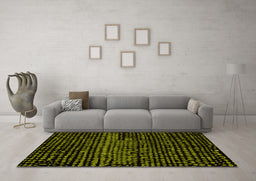 Machine Washable Abstract Yellow Modern Rug in a Living Room, wshabs4388yw
