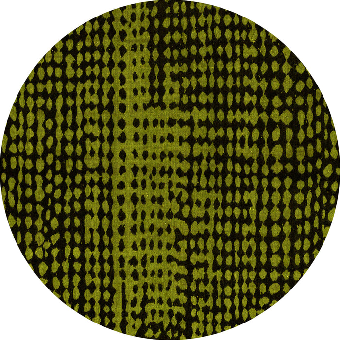 Round Abstract Yellow Modern Rug, abs4388yw