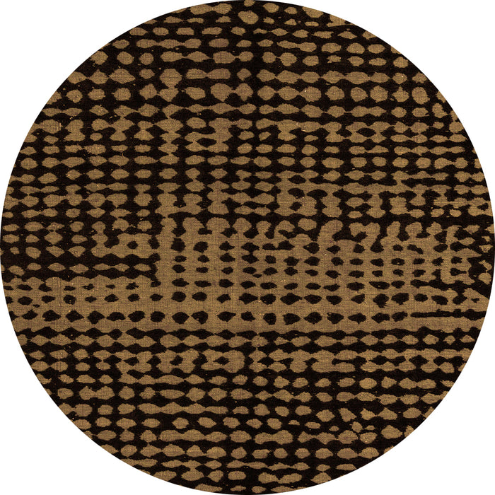 Round Machine Washable Abstract Orange Modern Area Rugs, wshabs4388org