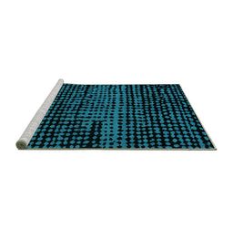 Sideview of Machine Washable Abstract Turquoise Modern Area Rugs, wshabs4388turq