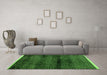 Machine Washable Abstract Green Modern Area Rugs in a Living Room,, wshabs4389grn