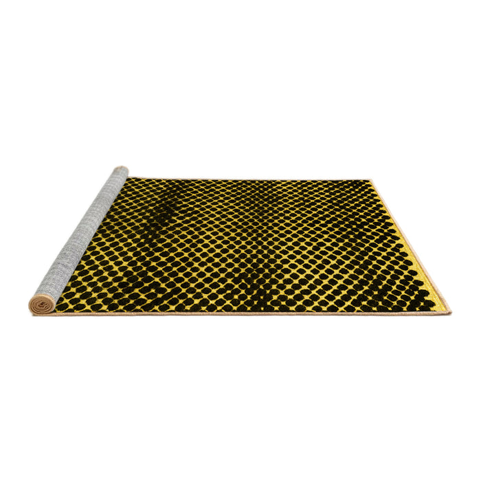 Sideview of Machine Washable Abstract Yellow Modern Rug, wshabs4389yw