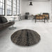 Round Abstract Brown Modern Rug in a Office, abs4389