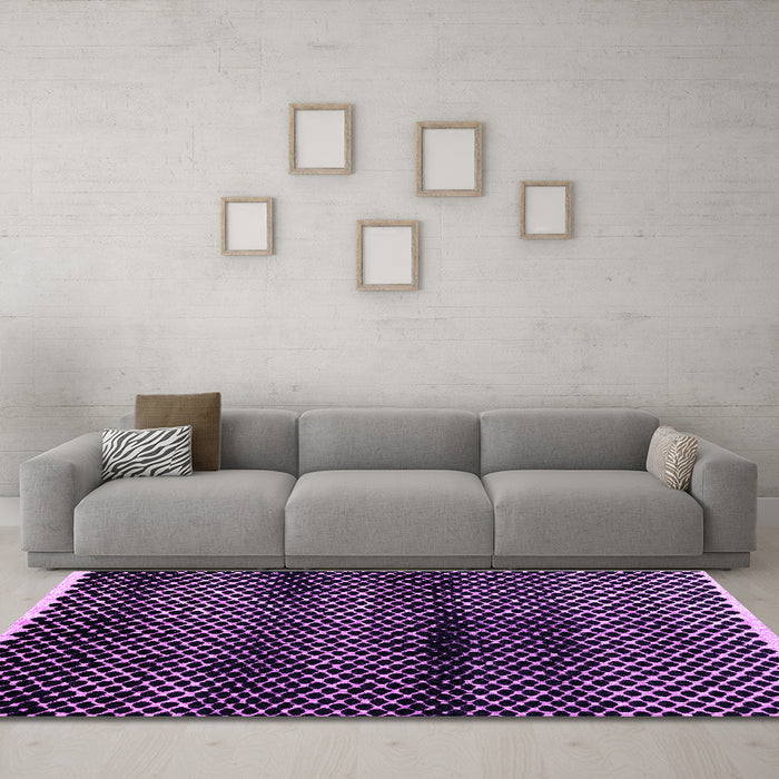 Machine Washable Abstract Purple Modern Area Rugs in a Living Room, wshabs4389pur