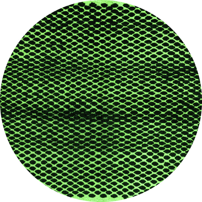 Round Machine Washable Abstract Green Modern Area Rugs, wshabs4389grn