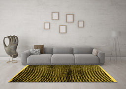 Machine Washable Abstract Yellow Modern Rug in a Living Room, wshabs4389yw