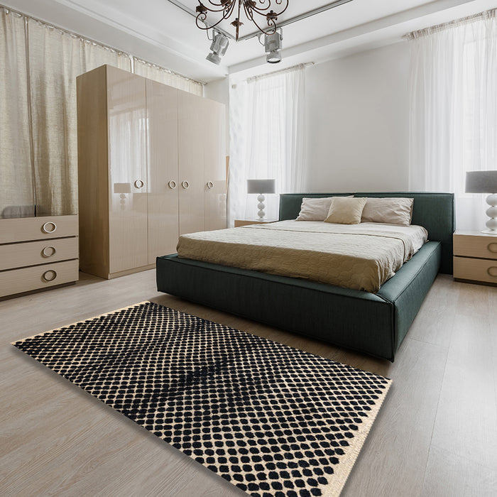 Abstract Brown Modern Rug in a Bedroom, abs4389