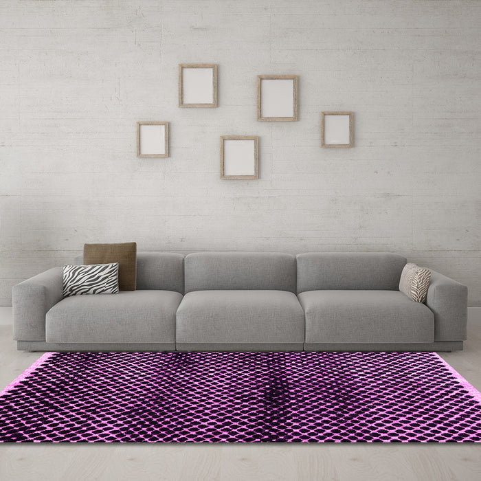 Machine Washable Abstract Pink Modern Rug in a Living Room, wshabs4389pnk