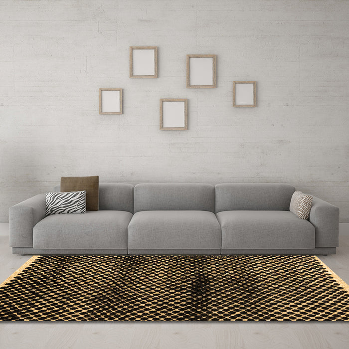 Machine Washable Abstract Brown Modern Rug in a Living Room,, wshabs4389brn