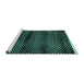 Sideview of Machine Washable Abstract Turquoise Modern Area Rugs, wshabs4389turq